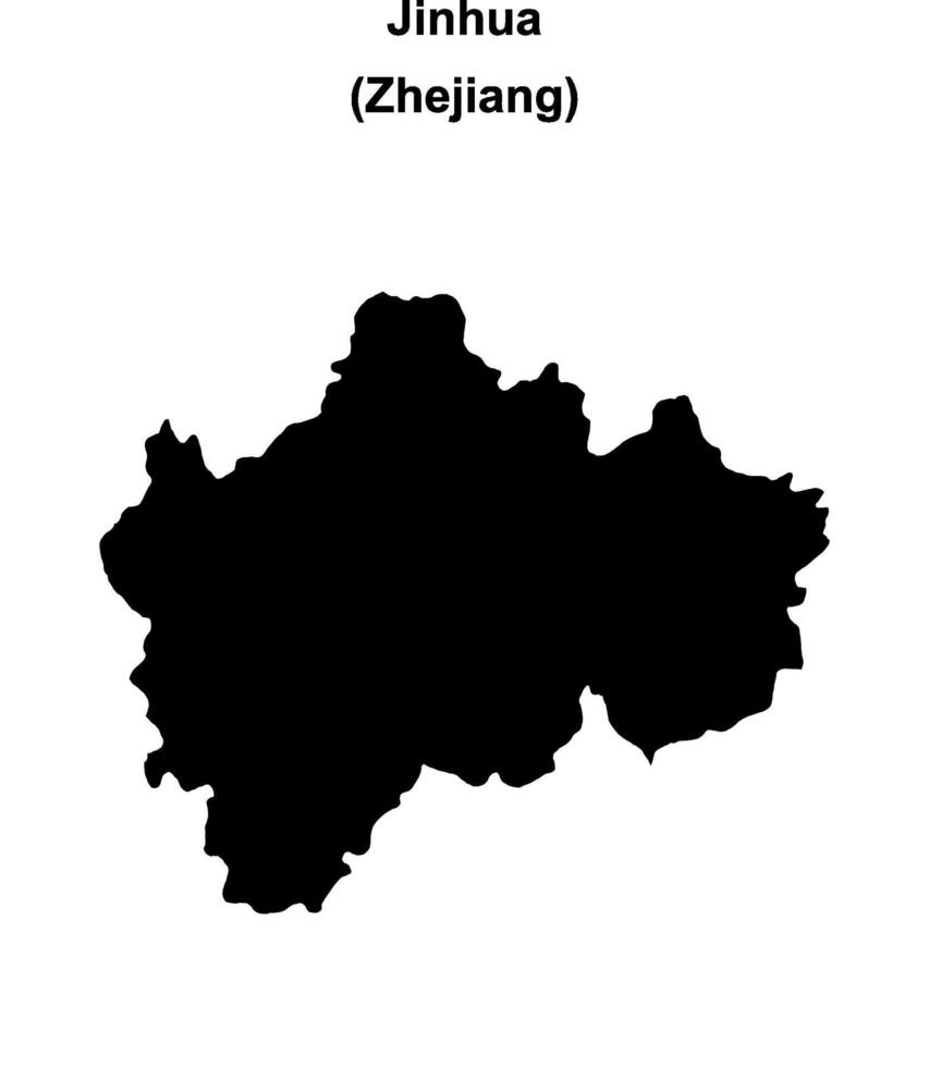 Jinhua blank outline map vector