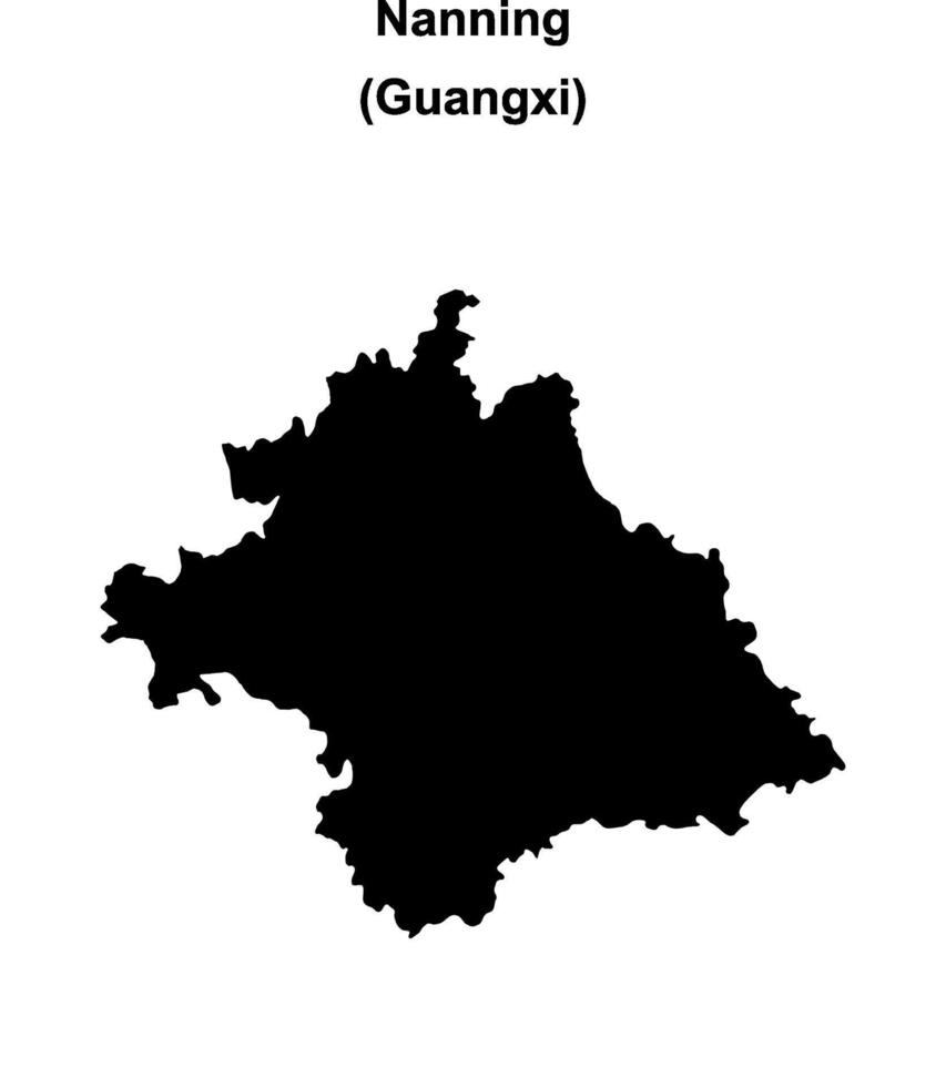 Nanning blank outline map vector