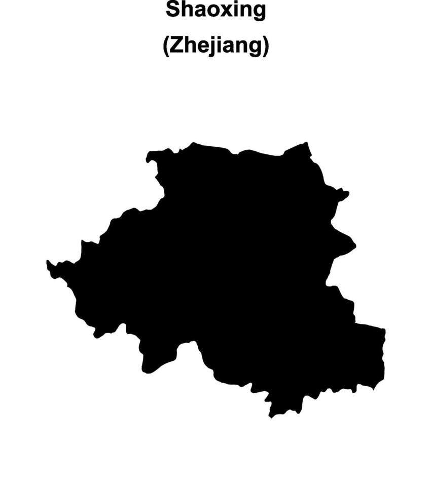 Shaoxing blank outline map vector