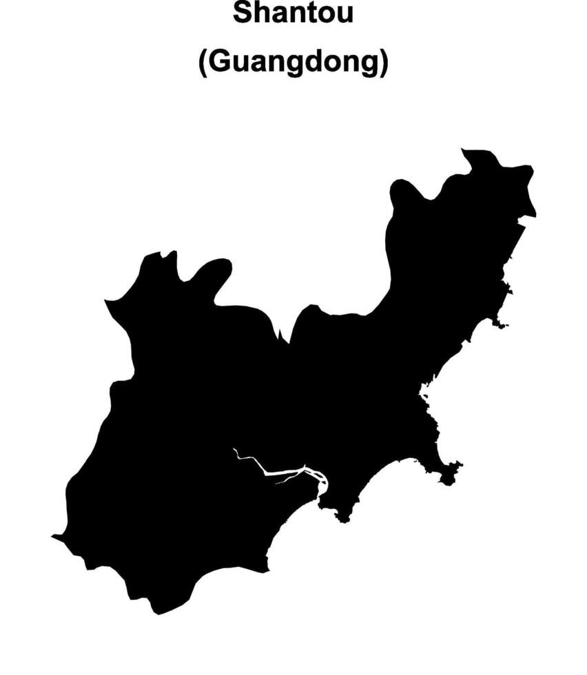 Shantou blank outline map vector