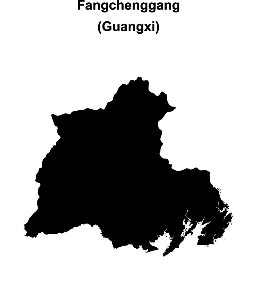 Fangchenggang blank outline map vector