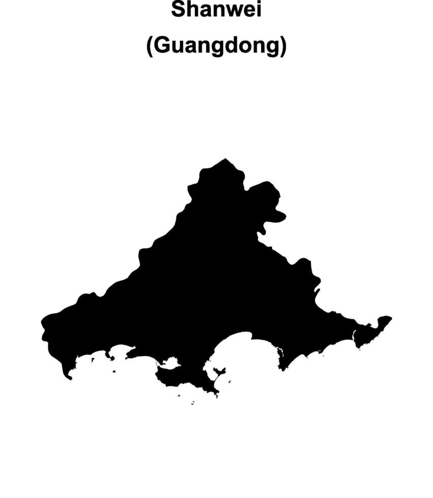 Shanwei blank outline map vector