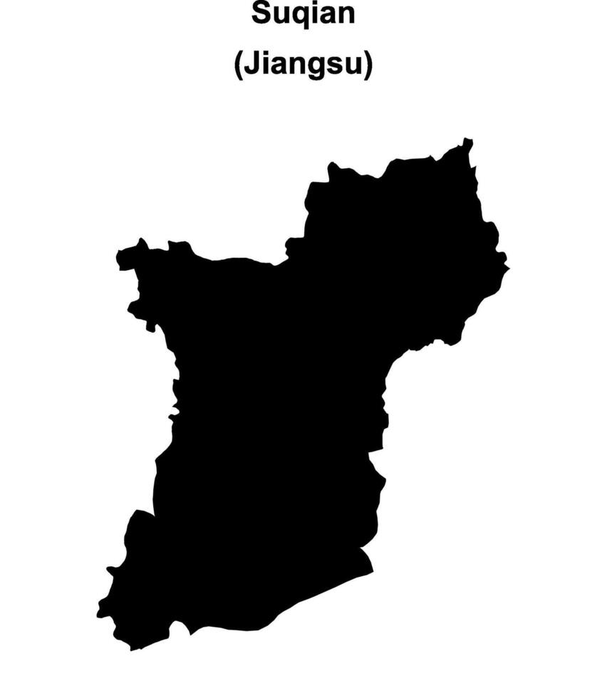 Suqian blank outline map vector