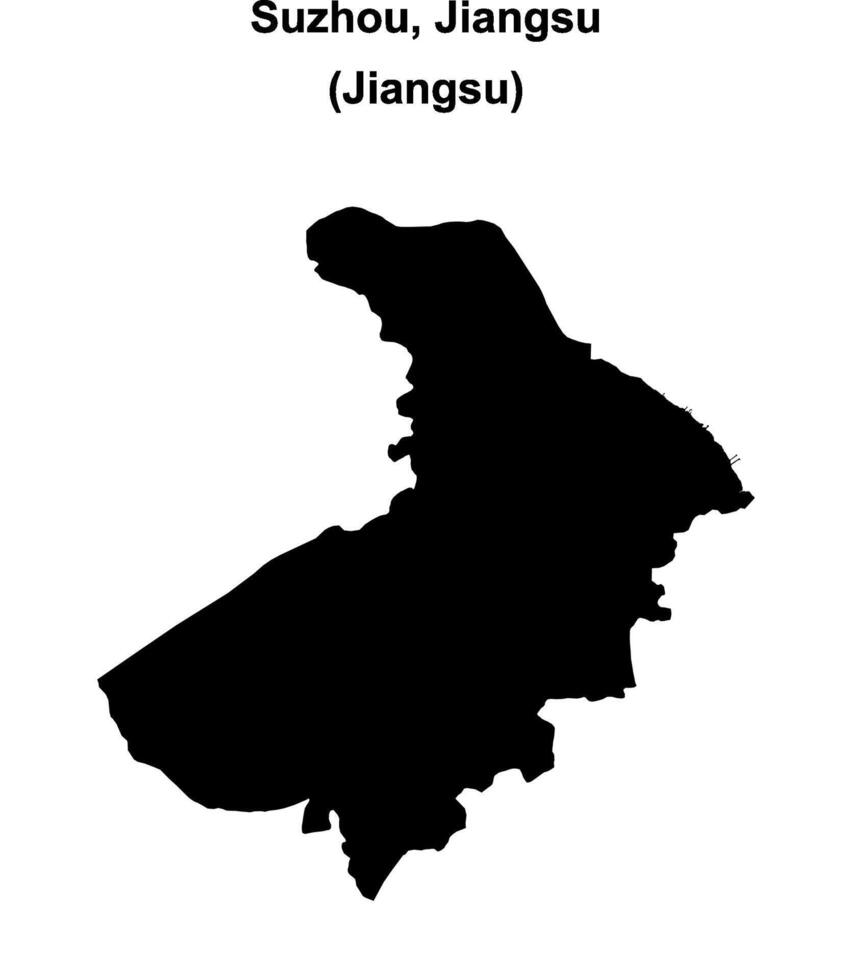 Suzhou, Jiangsu blank outline map vector