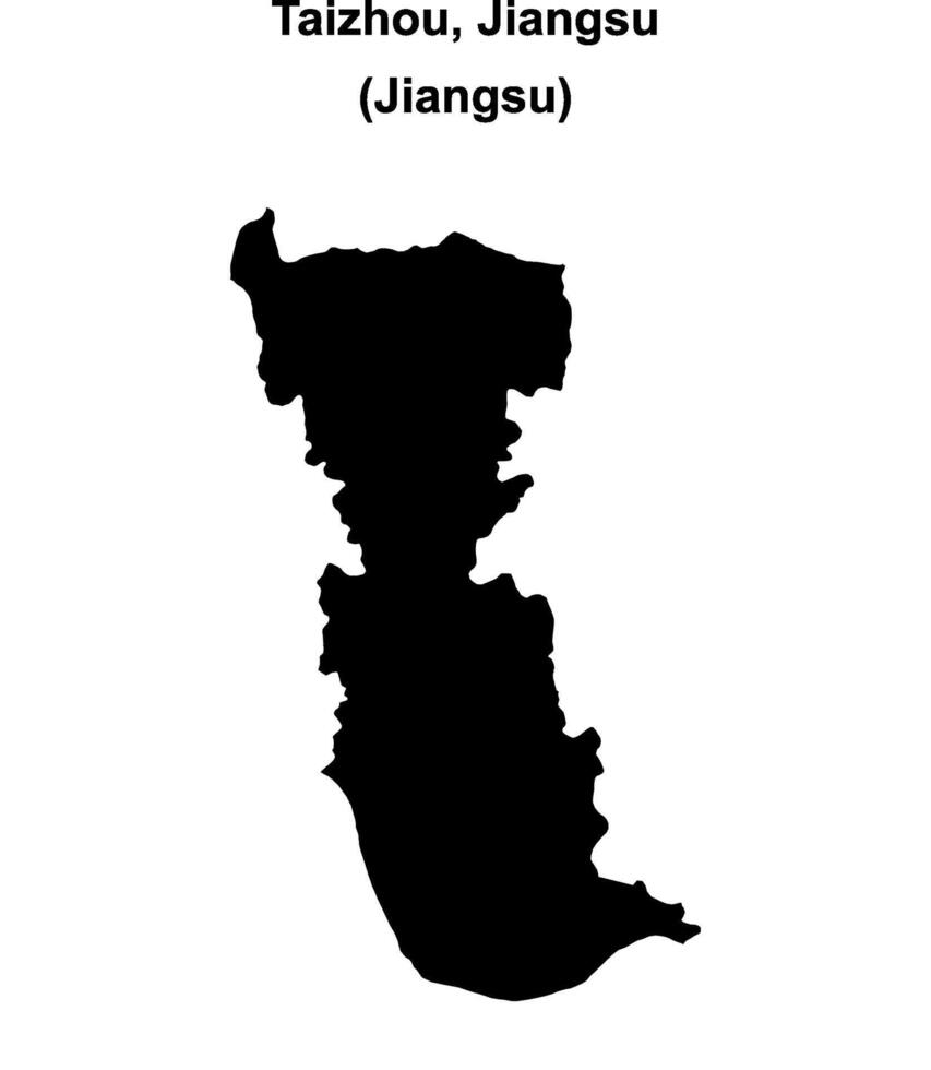 Taizhou, Jiangsu blank outline map vector