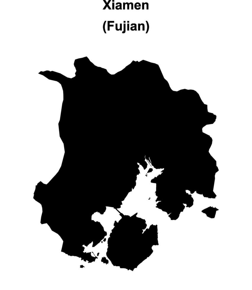 Xiamen blank outline map vector