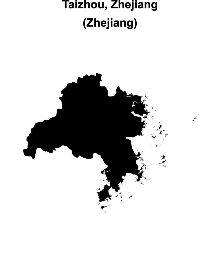 Taizhou, Zhejiang blank outline map vector