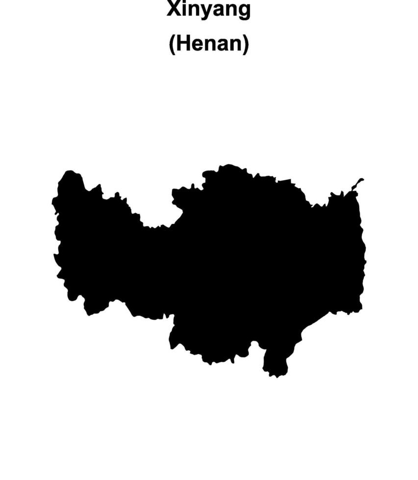 Xinyang blank outline map vector