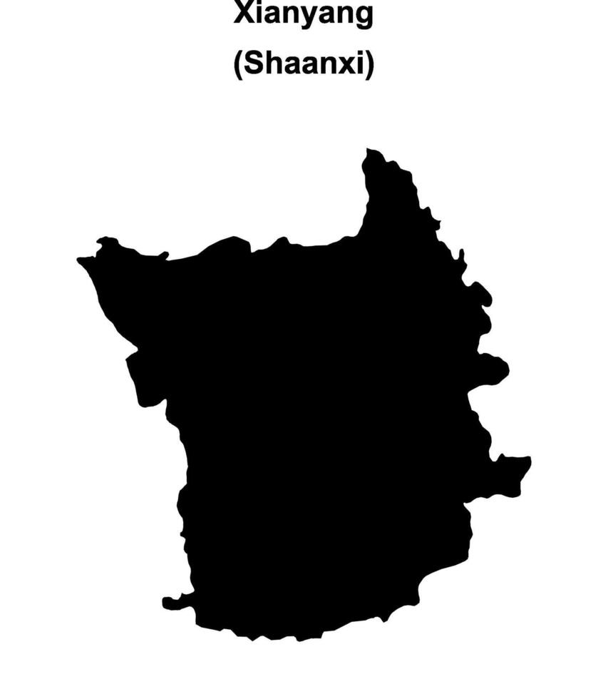 Xianyang blank outline map vector