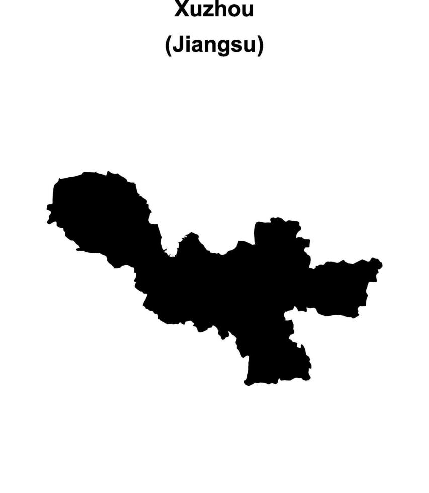Xuzhou blank outline map vector