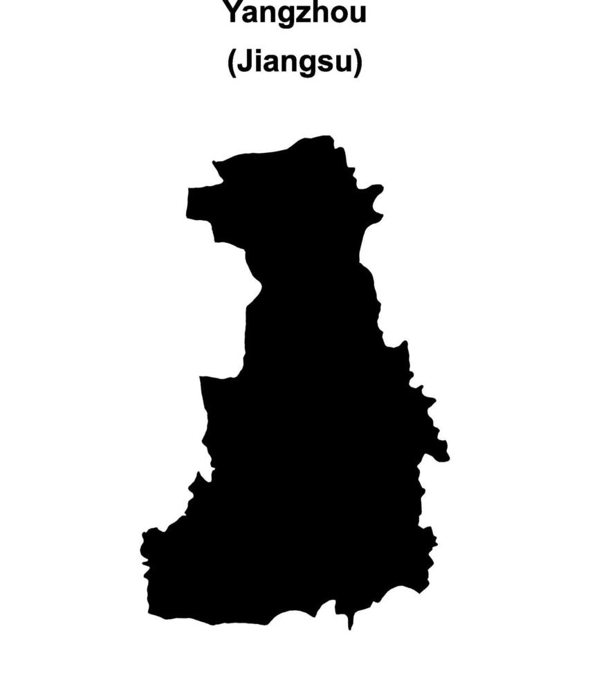 Yangzhou blank outline map vector