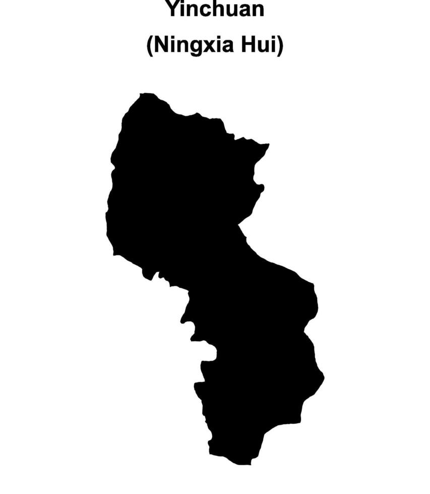 Yinchuan blank outline map vector