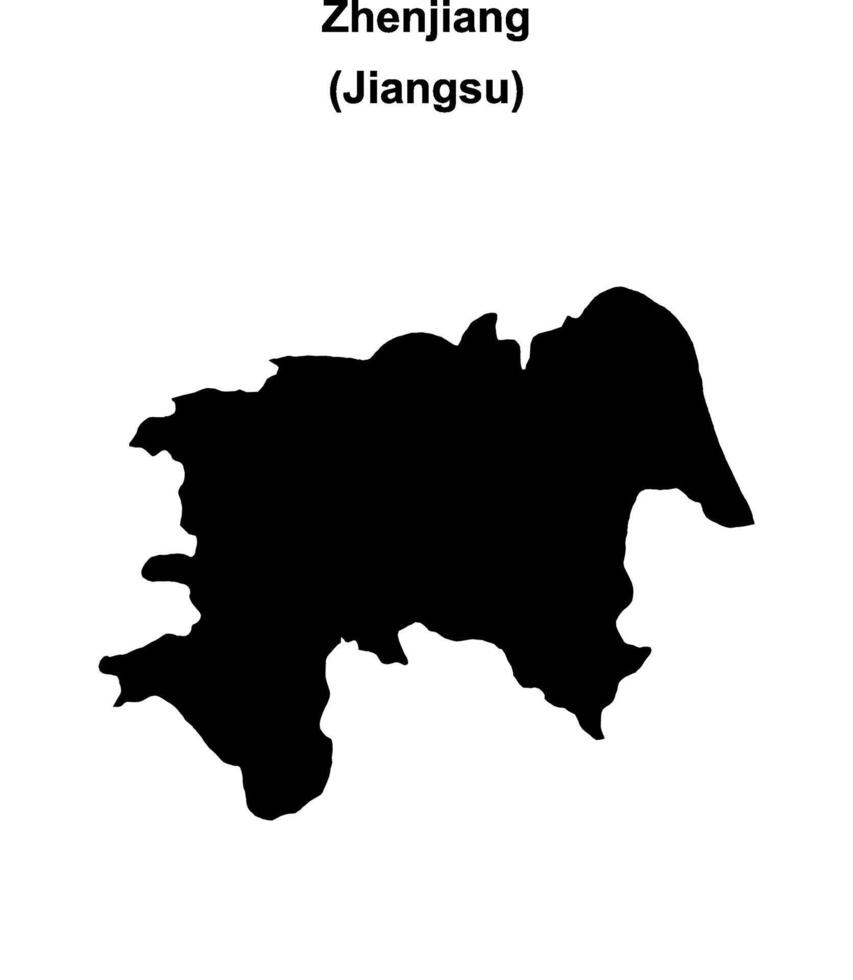 Zhenjiang blank outline map vector