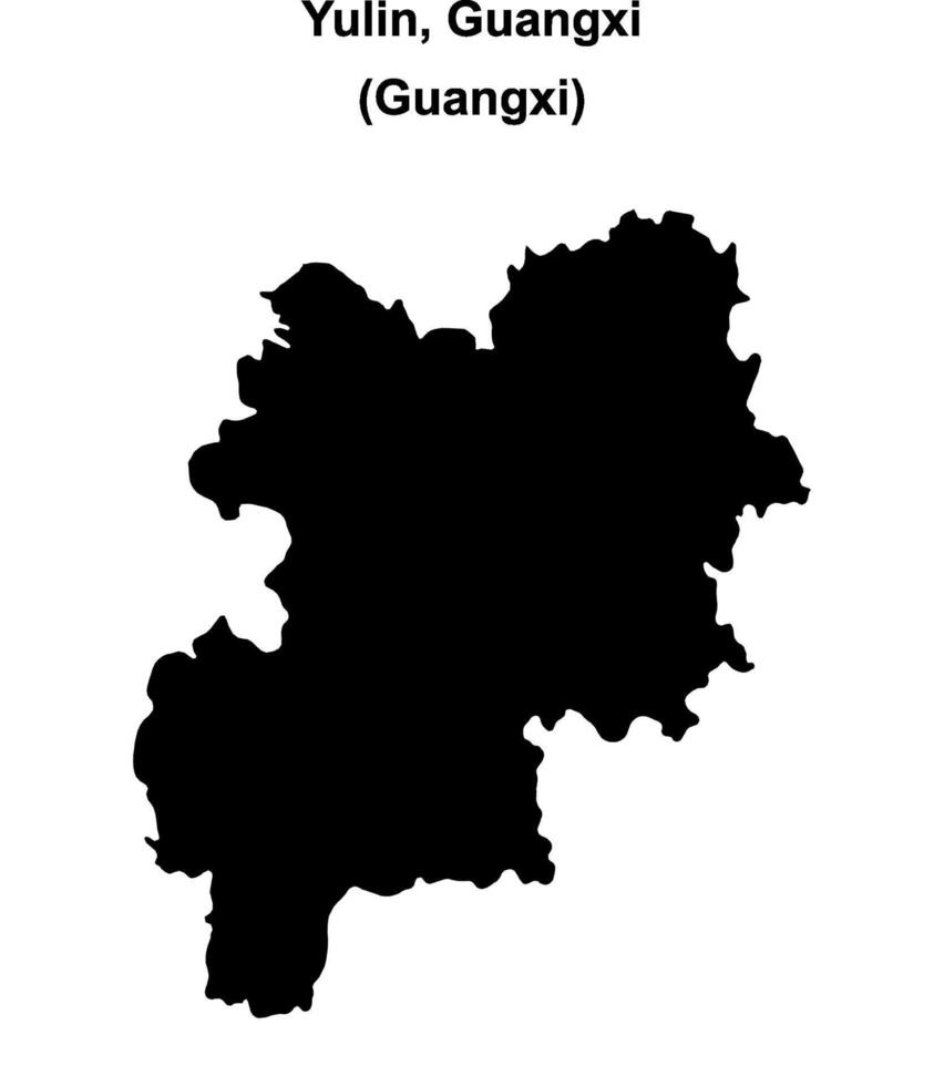 Yulin, Guangxi blank outline map vector