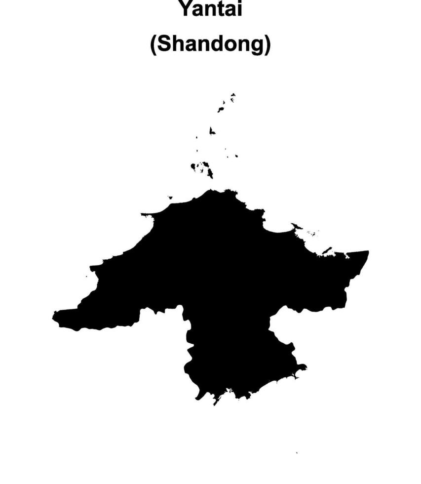 Yantai blank outline map vector