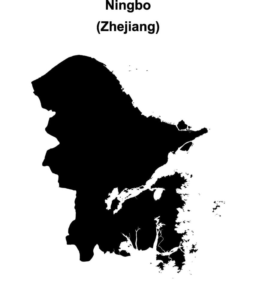 Ningbo blank outline map vector
