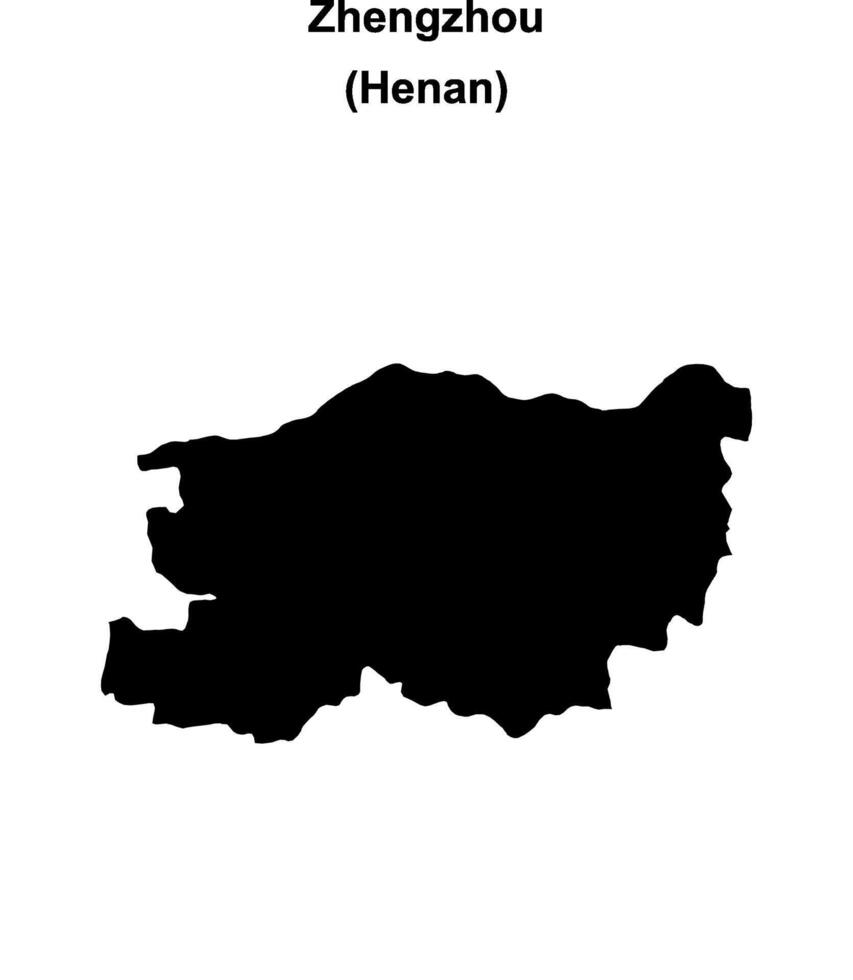 Zhengzhou blank outline map vector