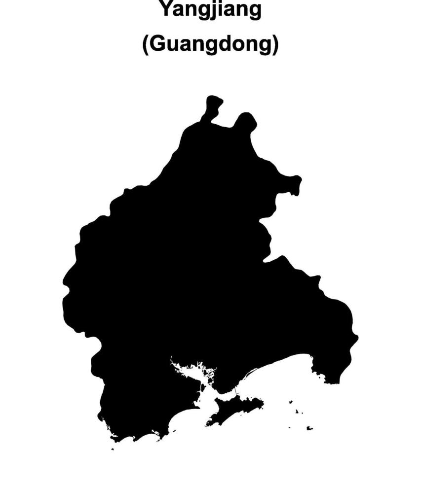 Yangjiang blank outline map vector