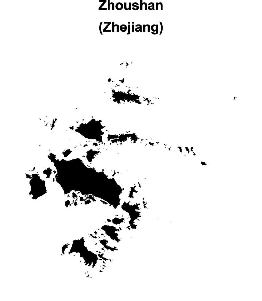 Zhoushan blank outline map vector