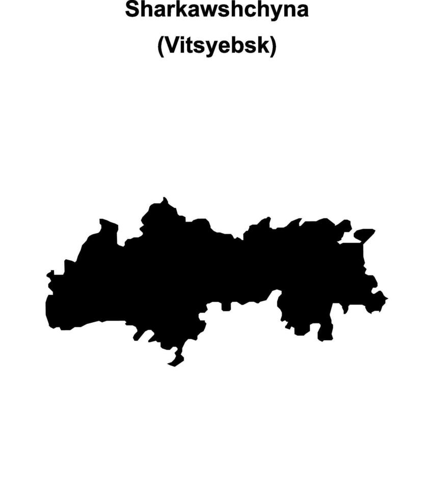 Sharkawshchyna district blank outline map vector