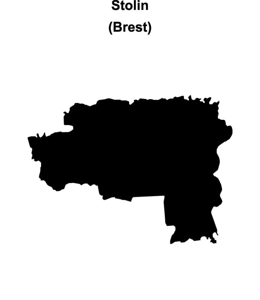 Stolin district blank outline map vector