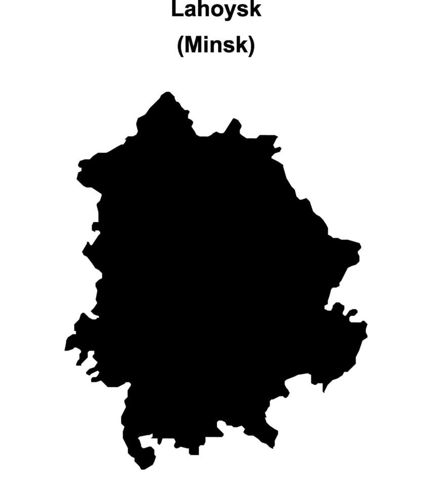 Lahoysk district blank outline map vector