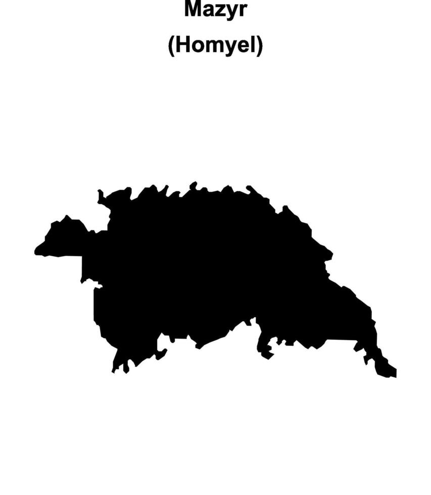 Mazyr district blank outline map vector