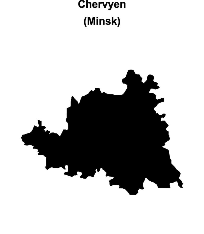 Chervyen district blank outline map vector