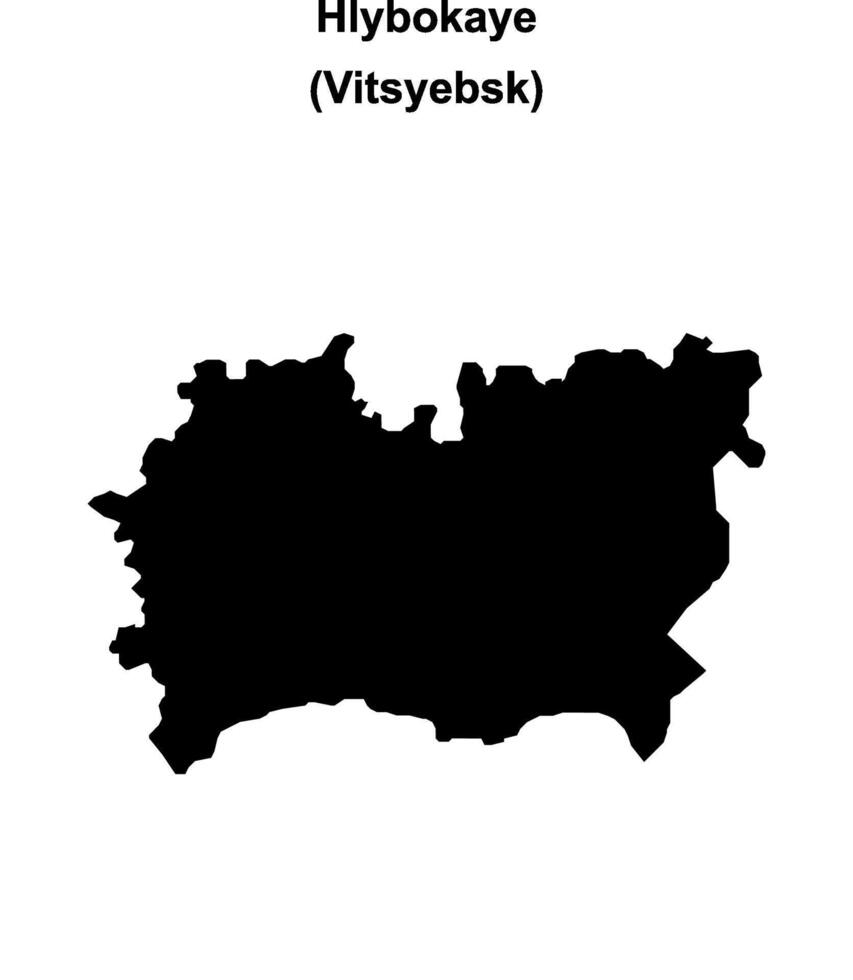 Hlybokaye district blank outline map vector