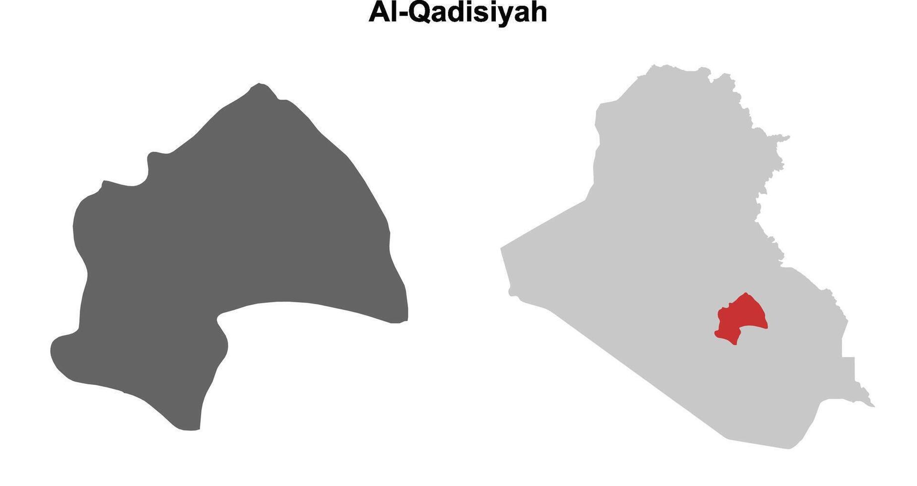 Al-Qadisiyah governorate blank outline map set vector