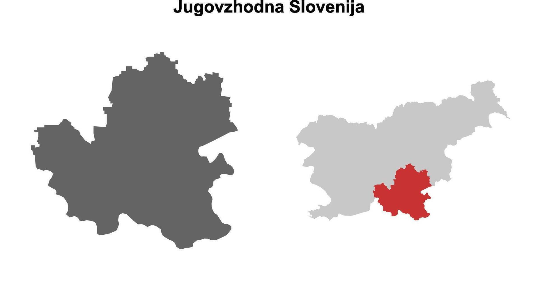 Jugovzhodna Slovenija region blank outline map set vector