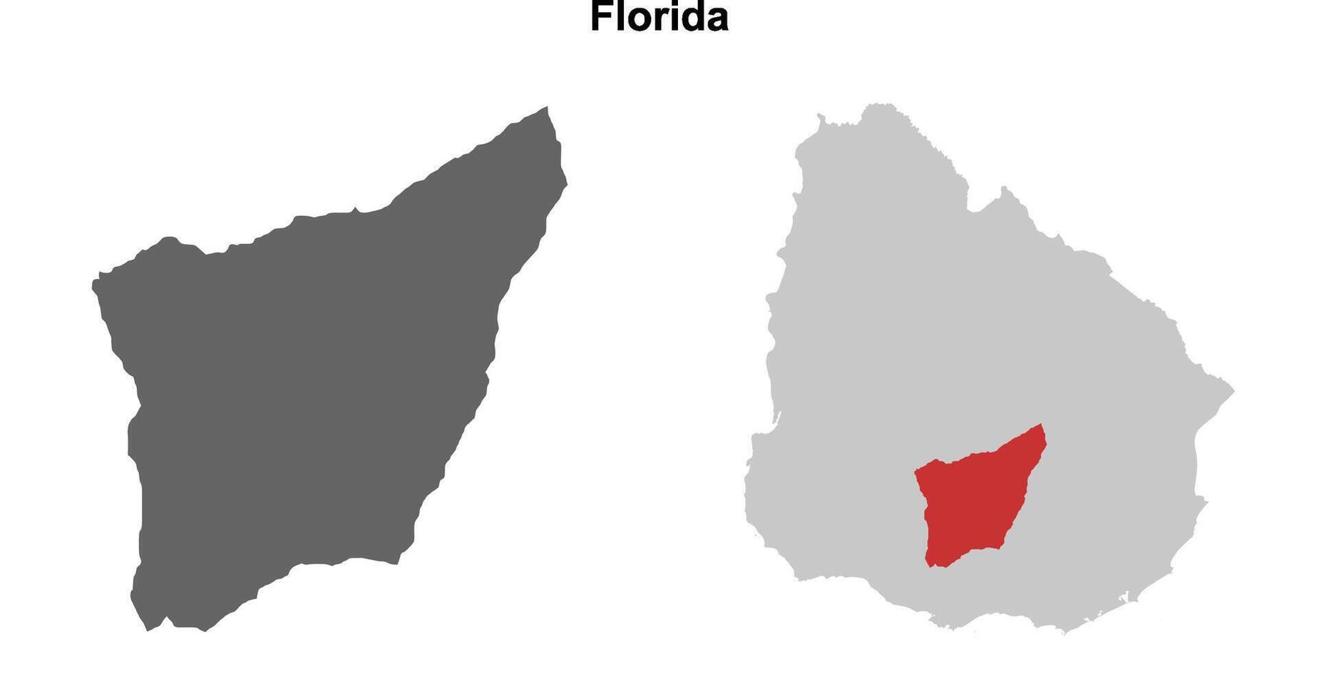 Florida department blank outline map set vector