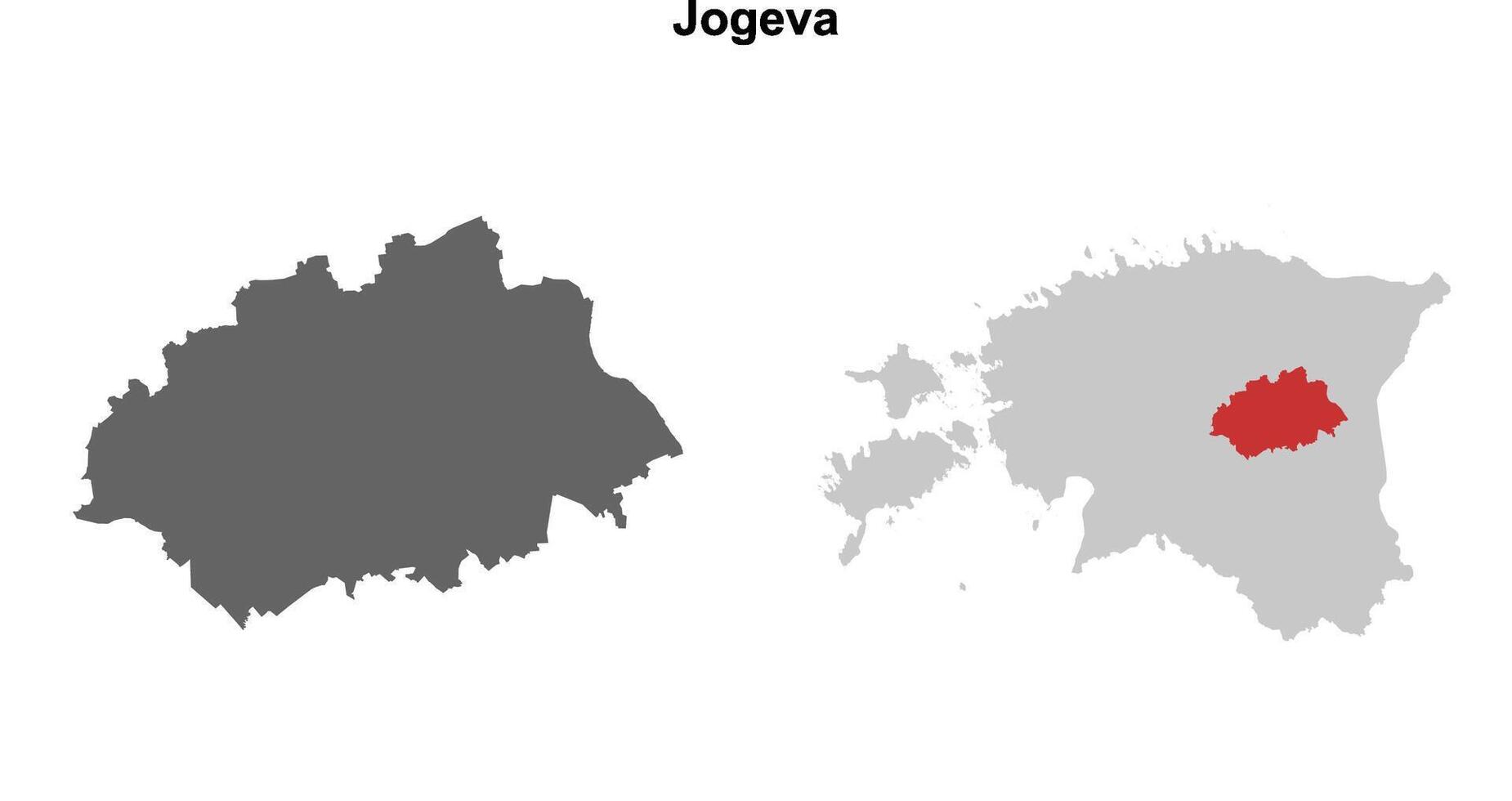 Jogeva county blank outline map set vector