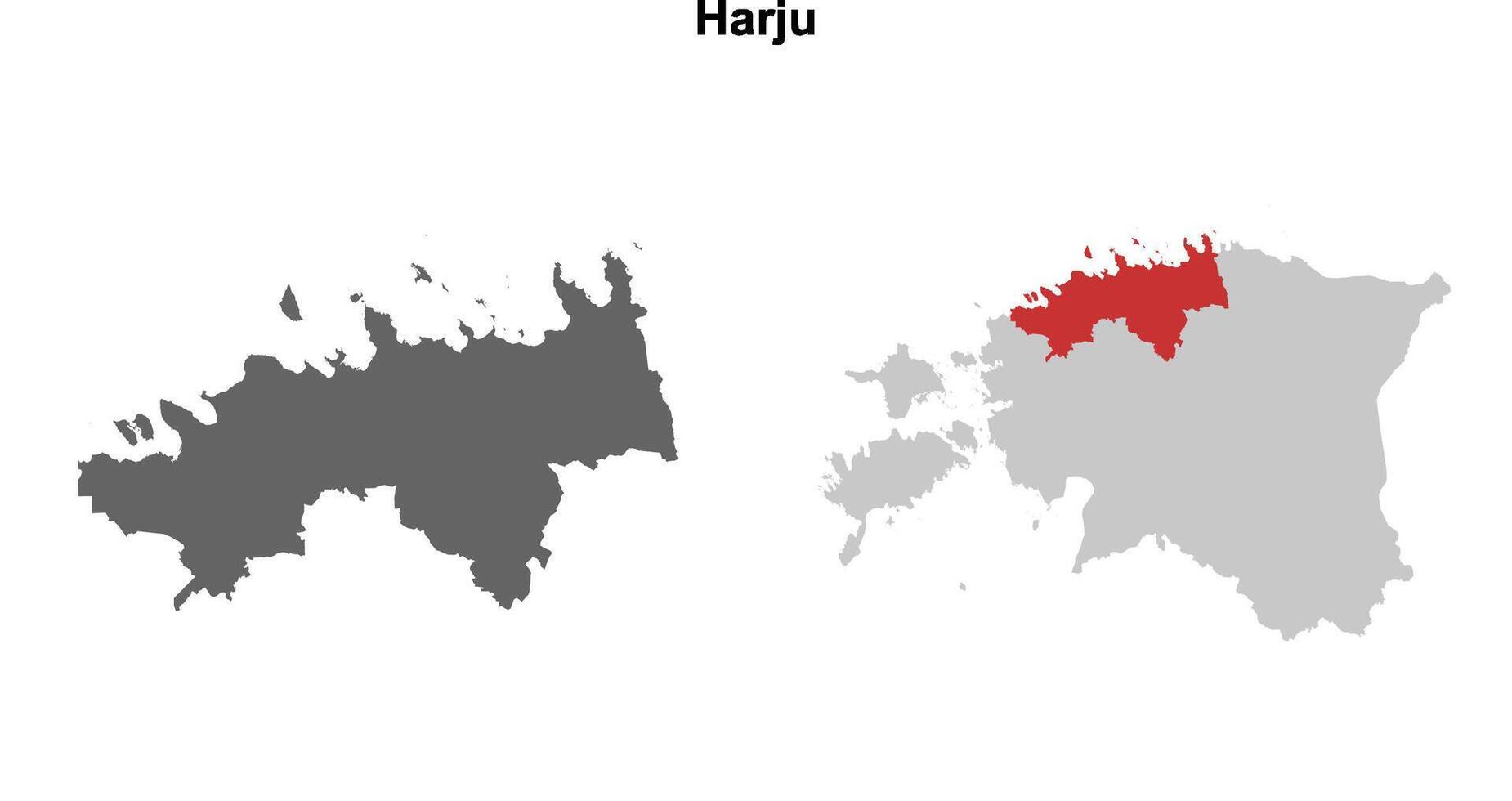 Harju county blank outline map set vector