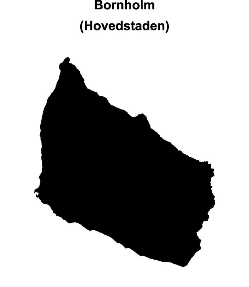 Bornholm municipality blank outline map vector