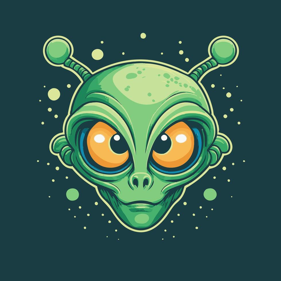 Alien with big eyes and antennas vector