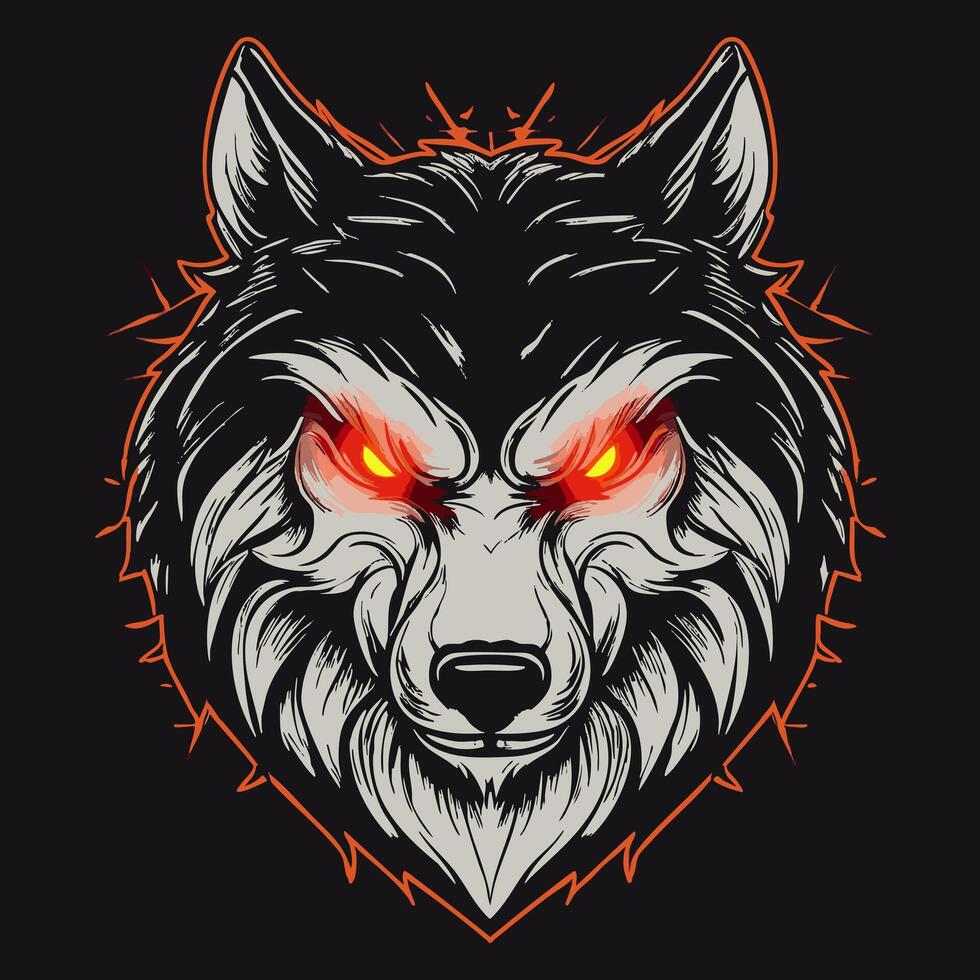 Logo Angry wolf with glowing eyes vector