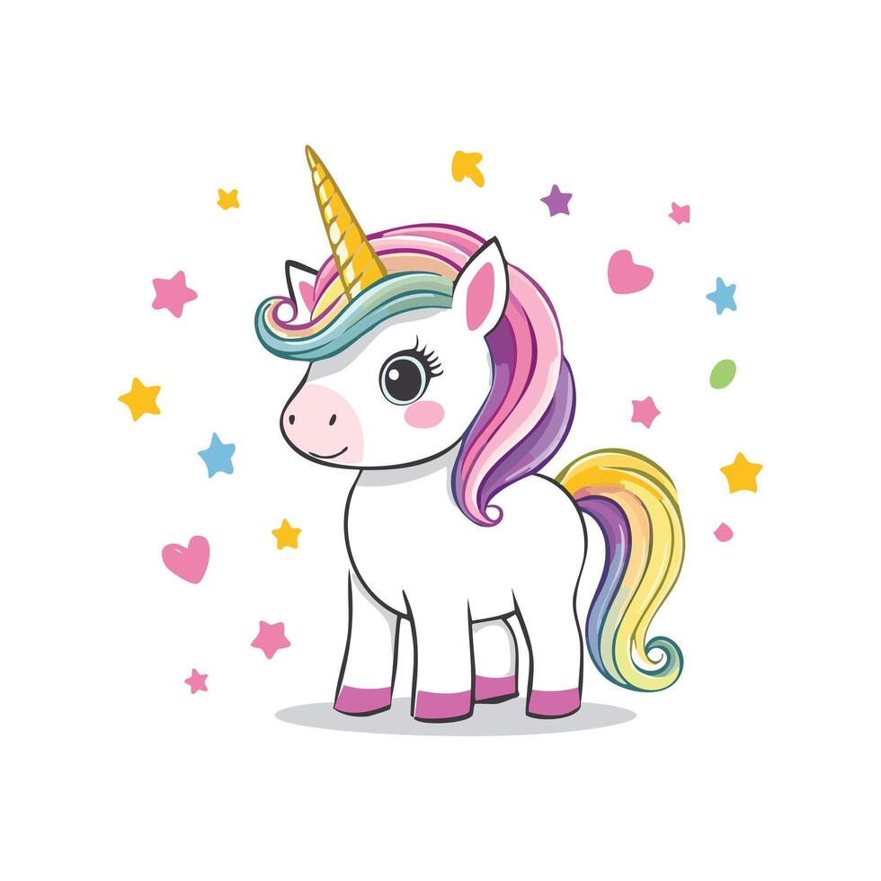 Baby unicorn with spiral horn vector