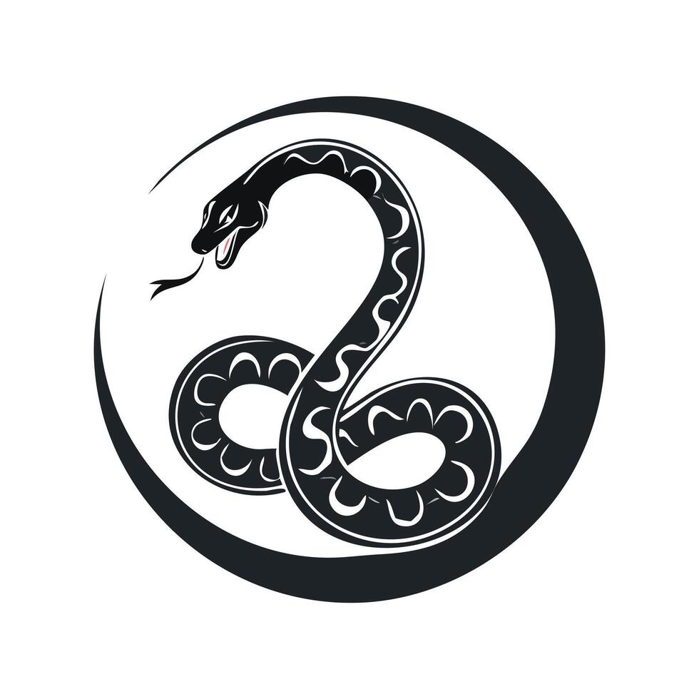 Black and white logo Curving snake vector