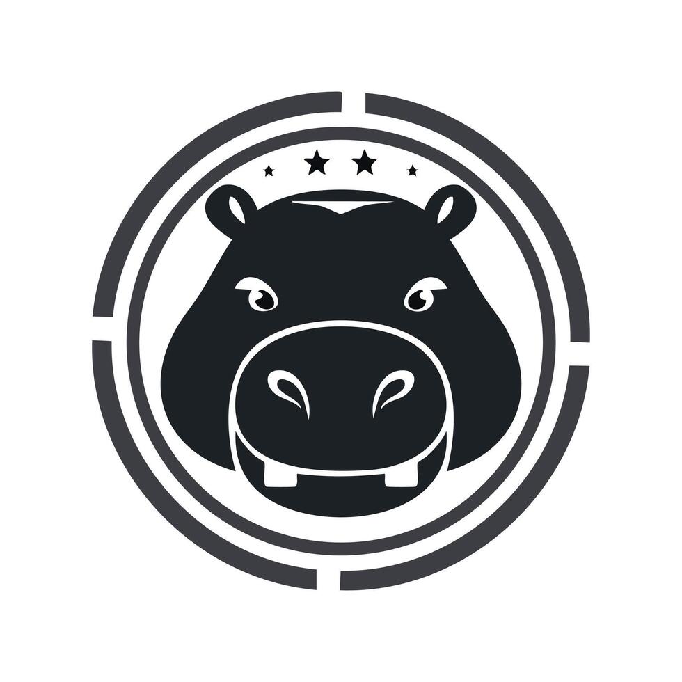 Black and white logo Hippo head vector