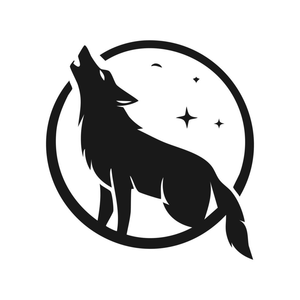Black and white logo Howling wolf vector