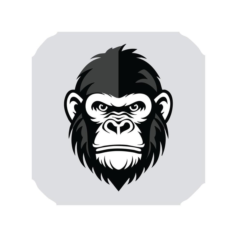 Black and white logo Gorilla head vector