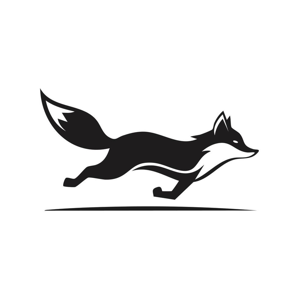 Black and white logo Running fox vector