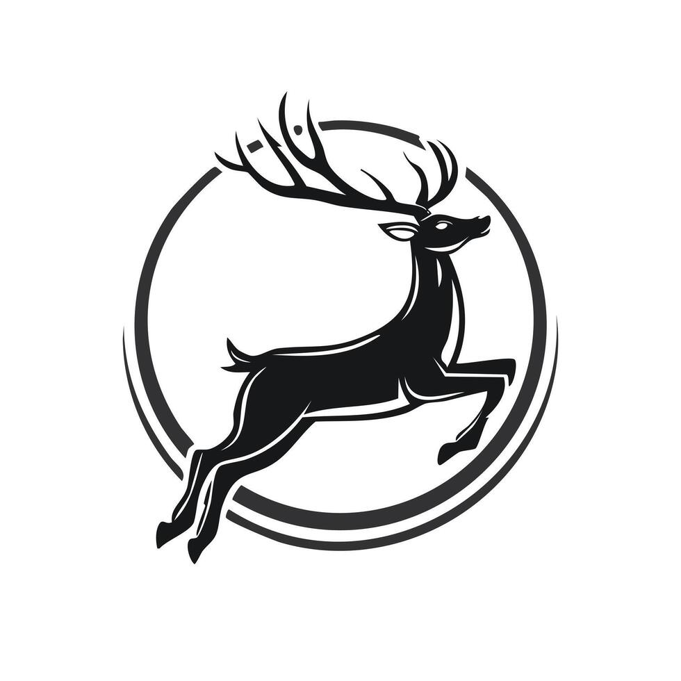 Black and white logo Leaping deer vector