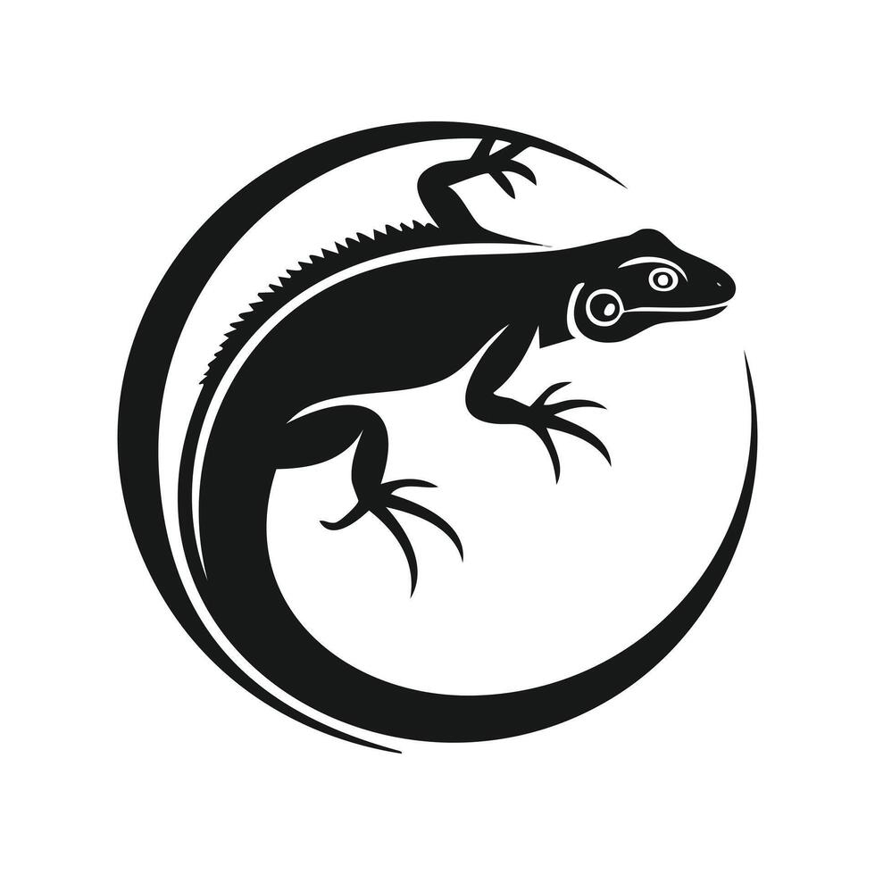 Black and white logo Side lizard vector