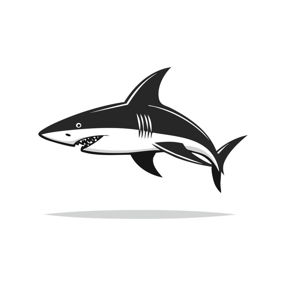 Black and white logo Side shark vector
