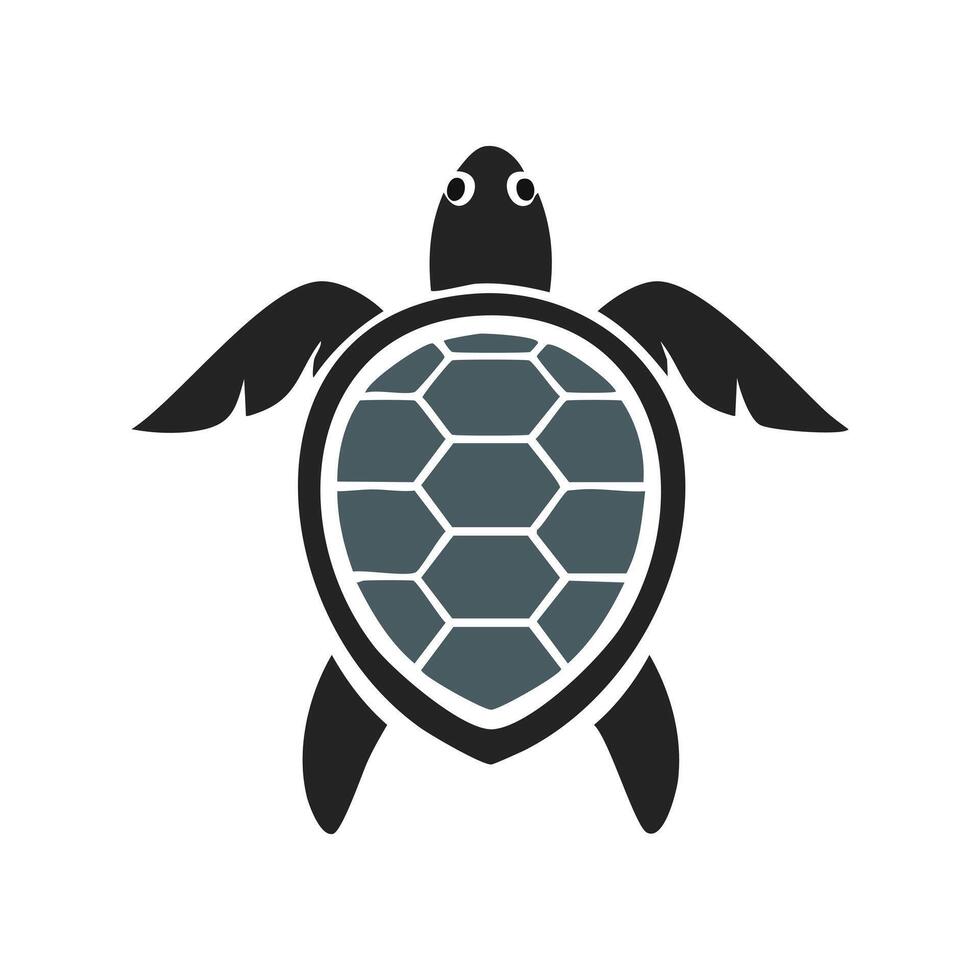 Black and white logo Turtle with shell vector