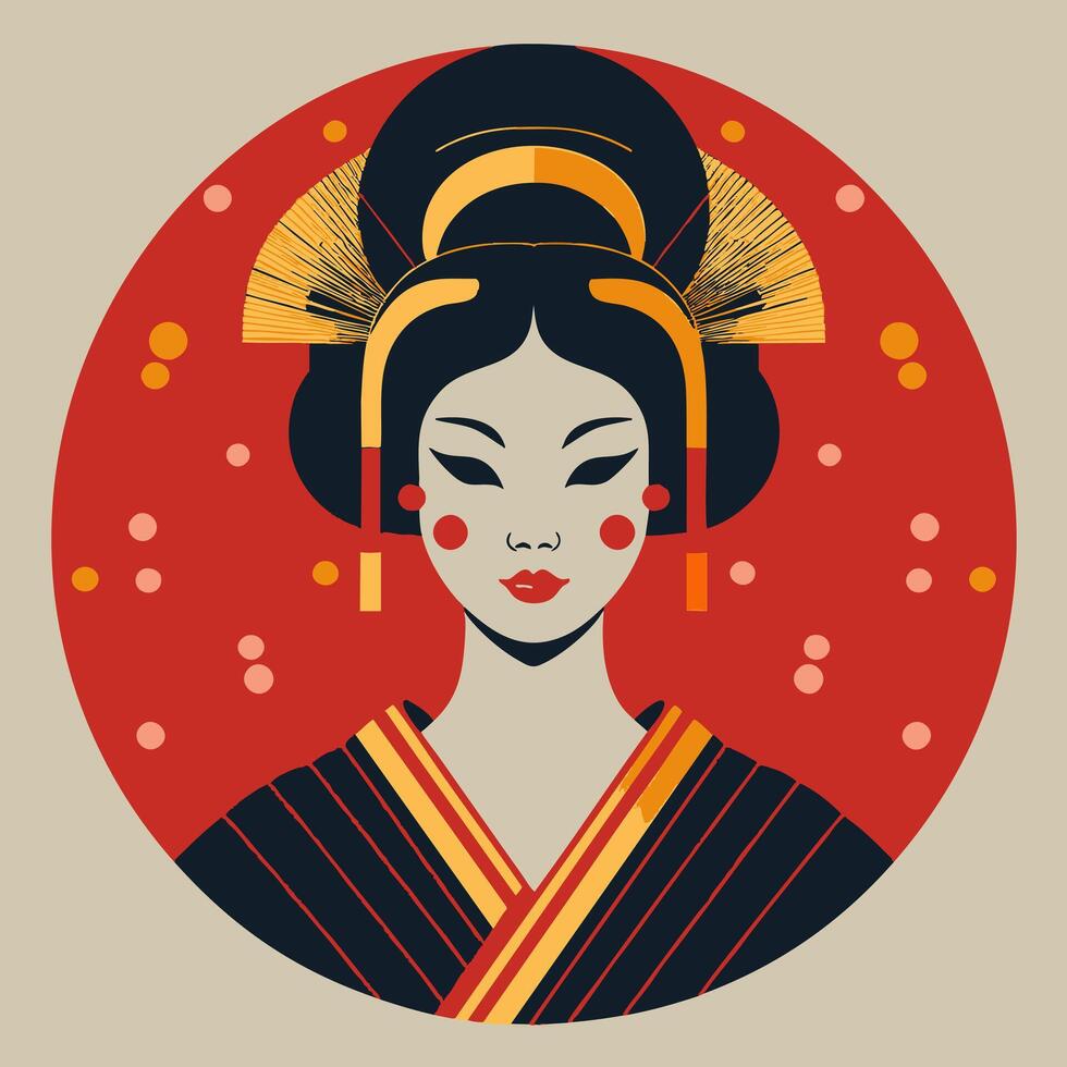 Cubist Style Geisha vector