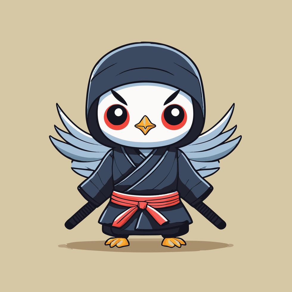 Cute Ninja Crane vector
