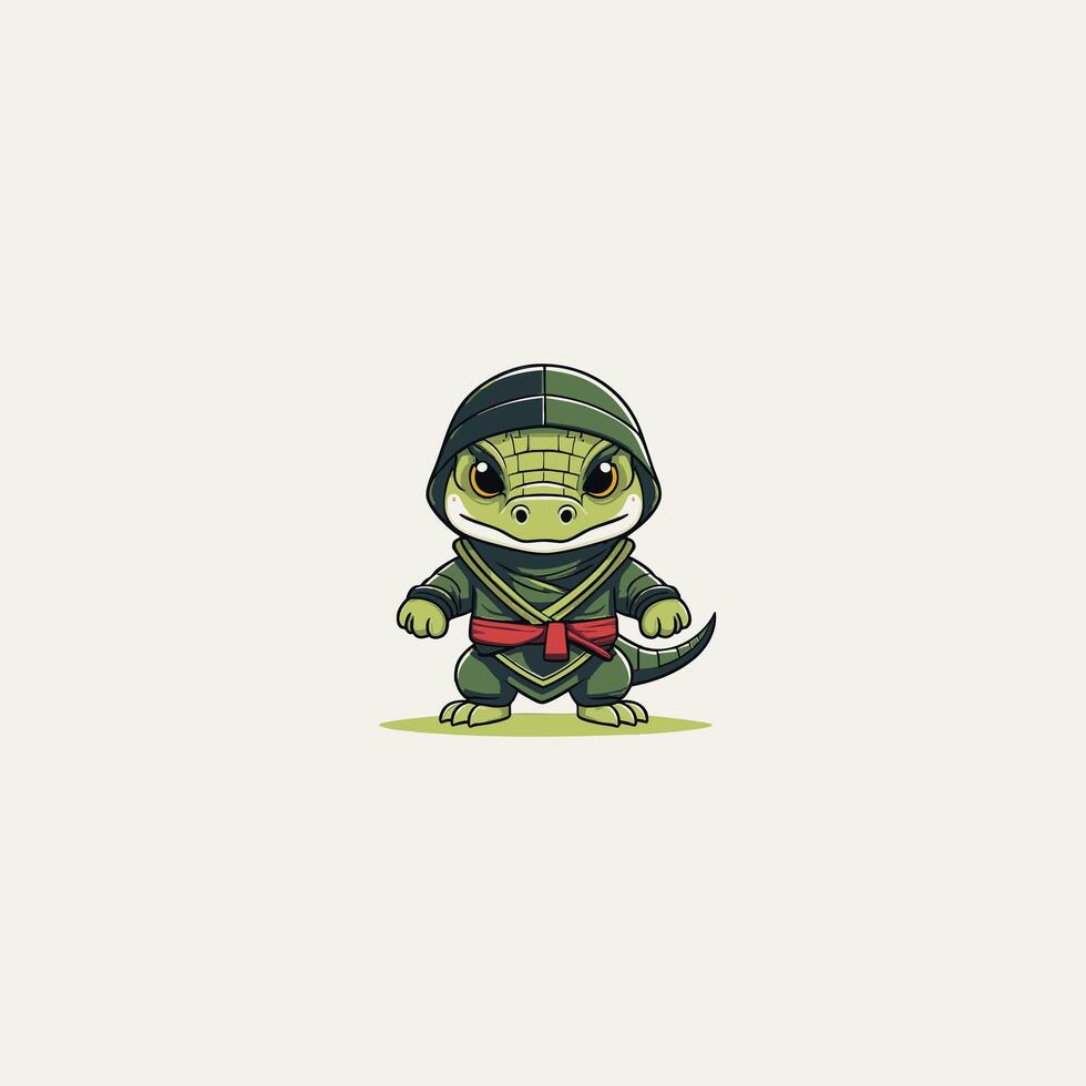 cute ninja crocodile vector
